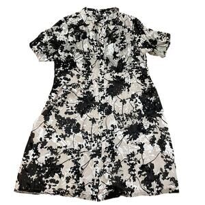 Maree Pour Toi Sheer Pink Black White Floral Burnout Collared Shirt Dress Sz 26